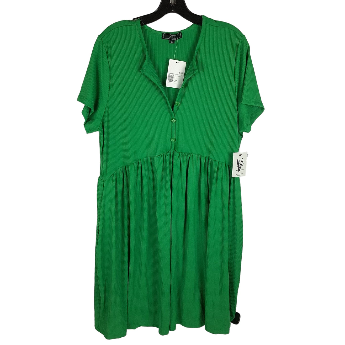 Green Dress Casual Short Vibe, Size 3x