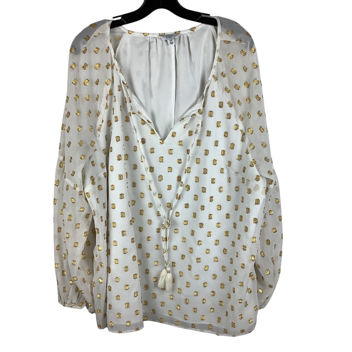 Top Long Sleeve By Crown And Ivy In White, Size: 2x