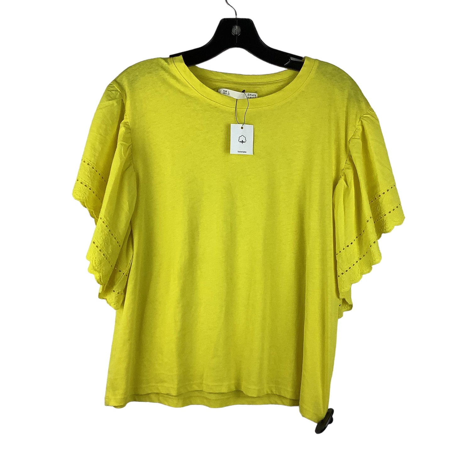 Yellow Top Short Sleeve Clothes Mentor, Size L