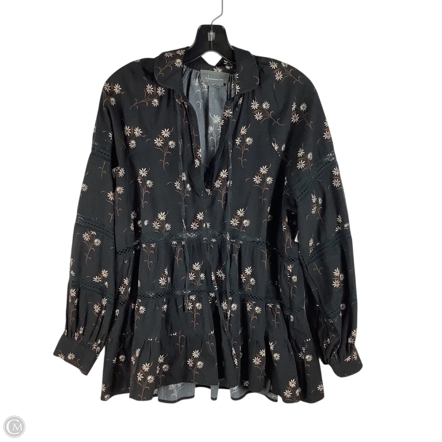 Top Long Sleeve By Anthropologie In Black, Size: M