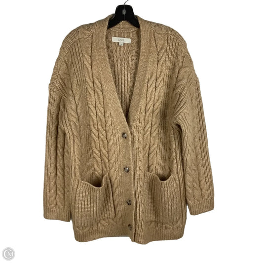 Sweater Cardigan By Loft In Brown, Size: L