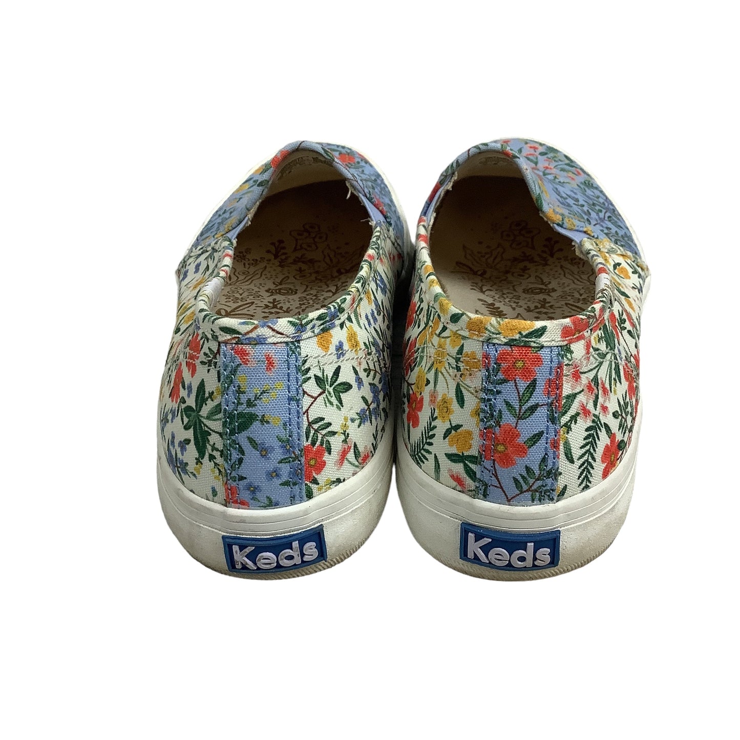 Floral Print Shoes Flats Keds, Size 8.5