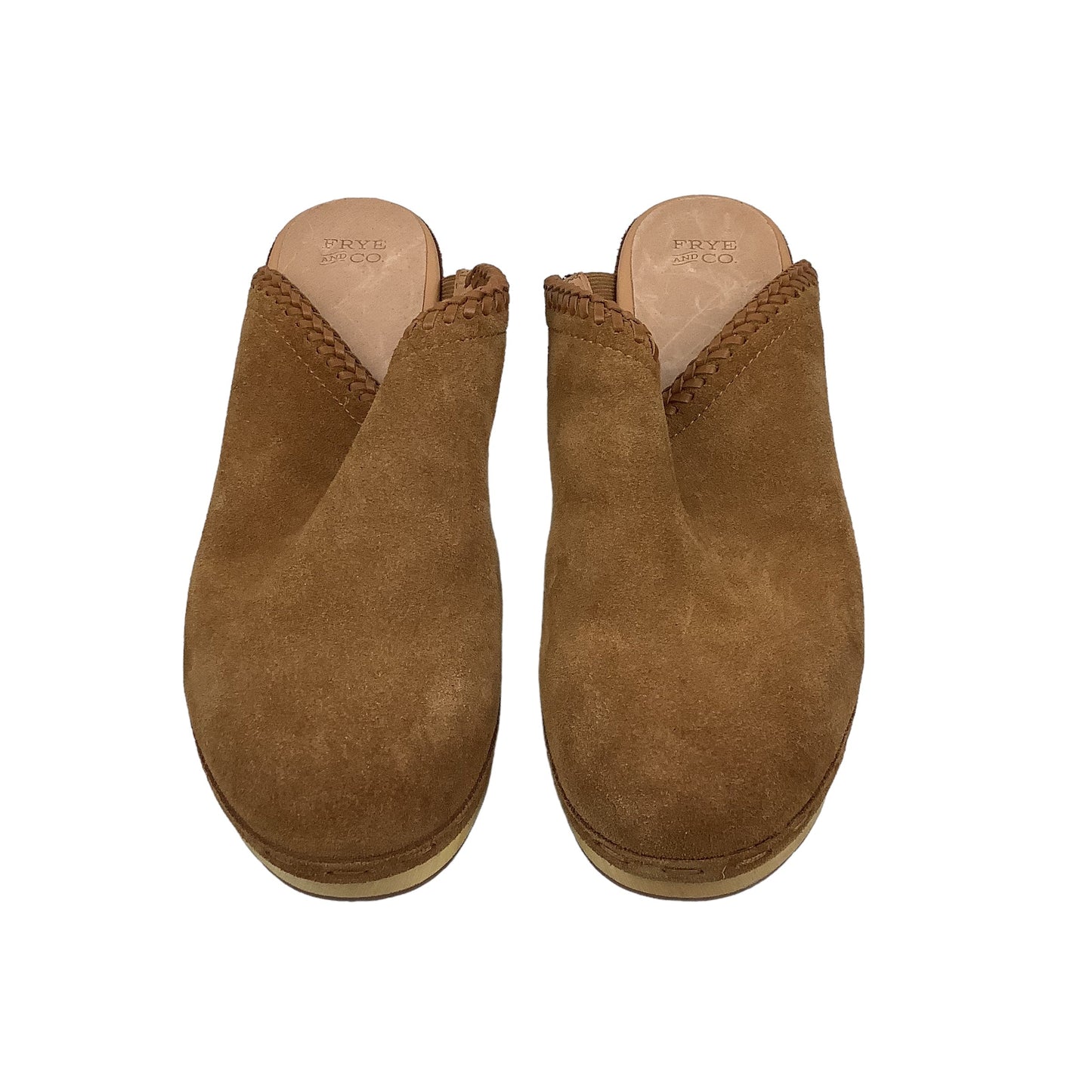 Beige Sandals Heels Block Frye And Co, Size 9.5