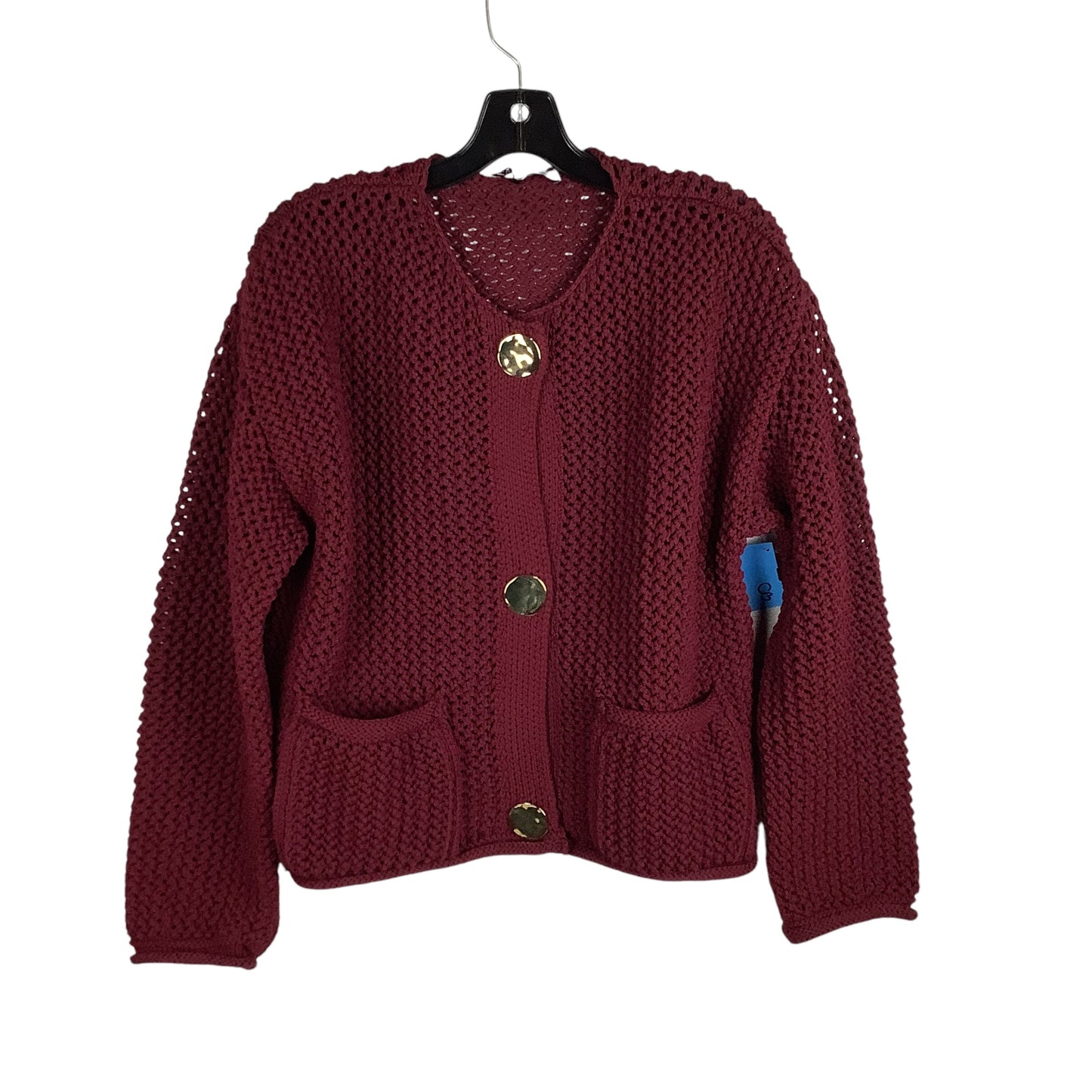 Sweater Cardigan By Zara In Maroon, Size: L