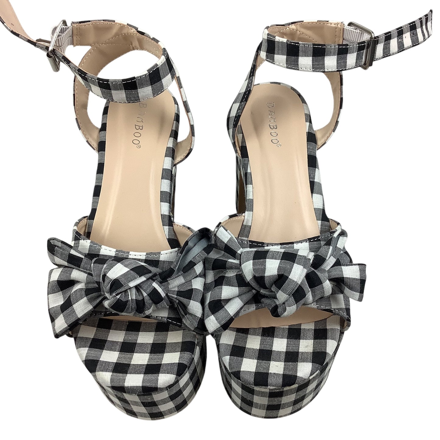 Shoes Heels Block By Bamboo In Checkered Pattern, Size: 7