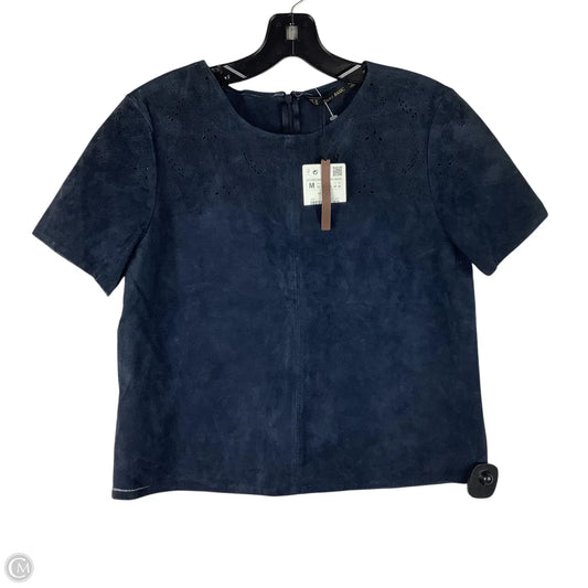 Top Short Sleeve By Zara Basic In Navy, Size: M