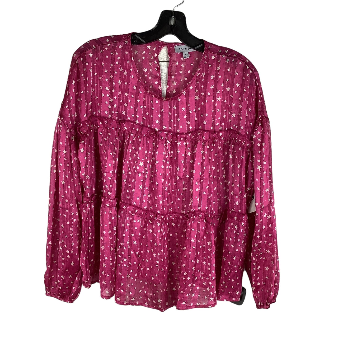 Pink Top Long Sleeve Clothes Mentor, Size S