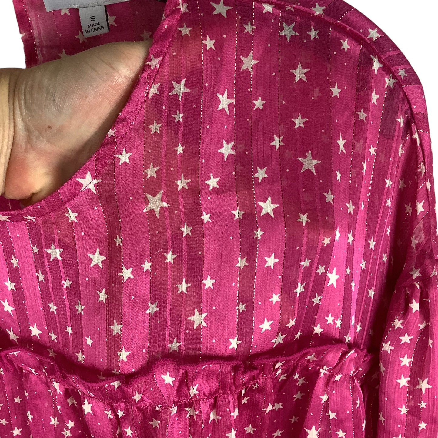 Pink Top Long Sleeve Clothes Mentor, Size S