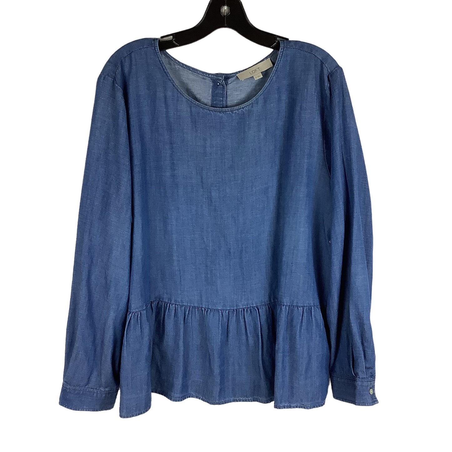 Blue Denim Top Long Sleeve Loft, Size Xl