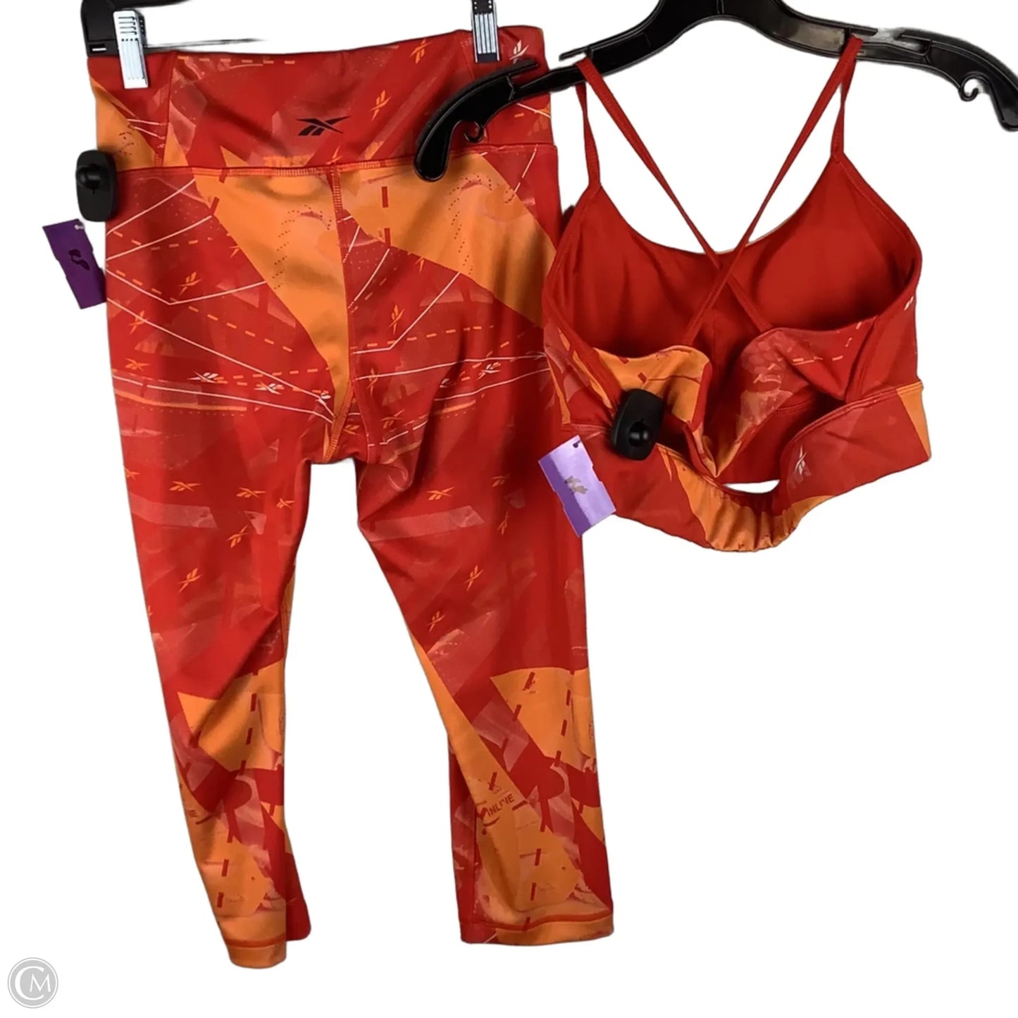 Athletic Pants 2pc By Reebok In Orange & Red, Size: S