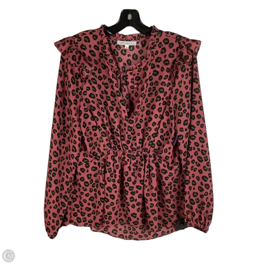 Top Long Sleeve By Joy Joy In Green & Pink, Size: L