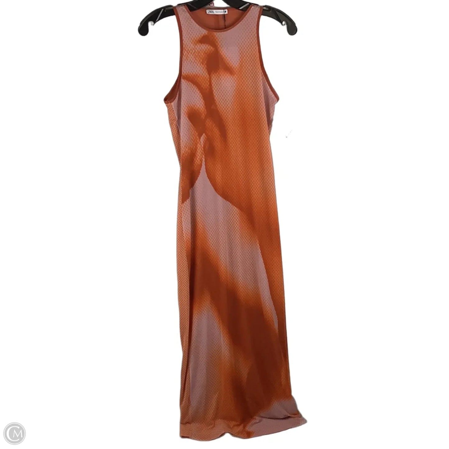 Dress Casual Midi By Zara In Orange & White, Size: 6