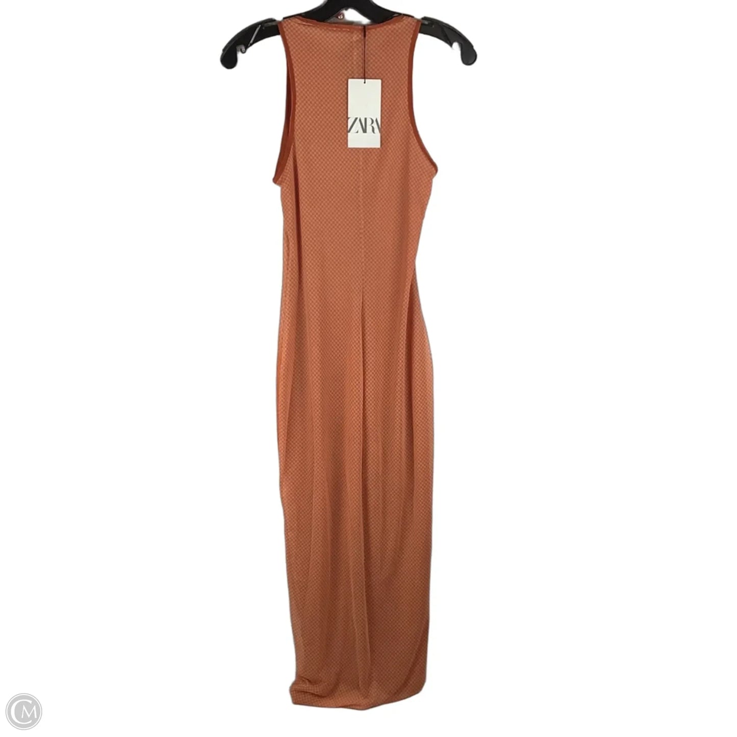 Dress Casual Midi By Zara In Orange & White, Size: 6