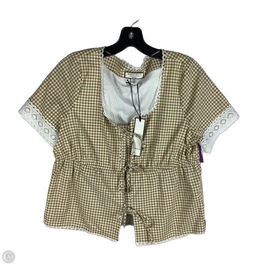 Top Short Sleeve By Bagatelle In Checkered Pattern, Size: M