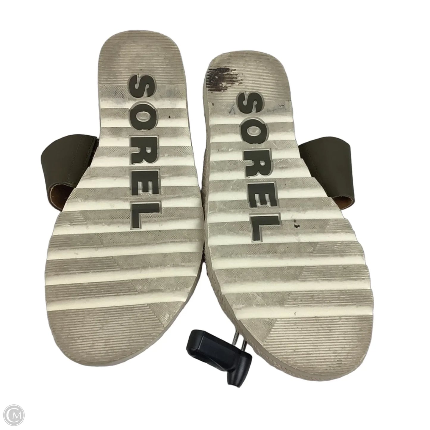 Sandals Flats By Sorel In Green & Tan, Size: 6
