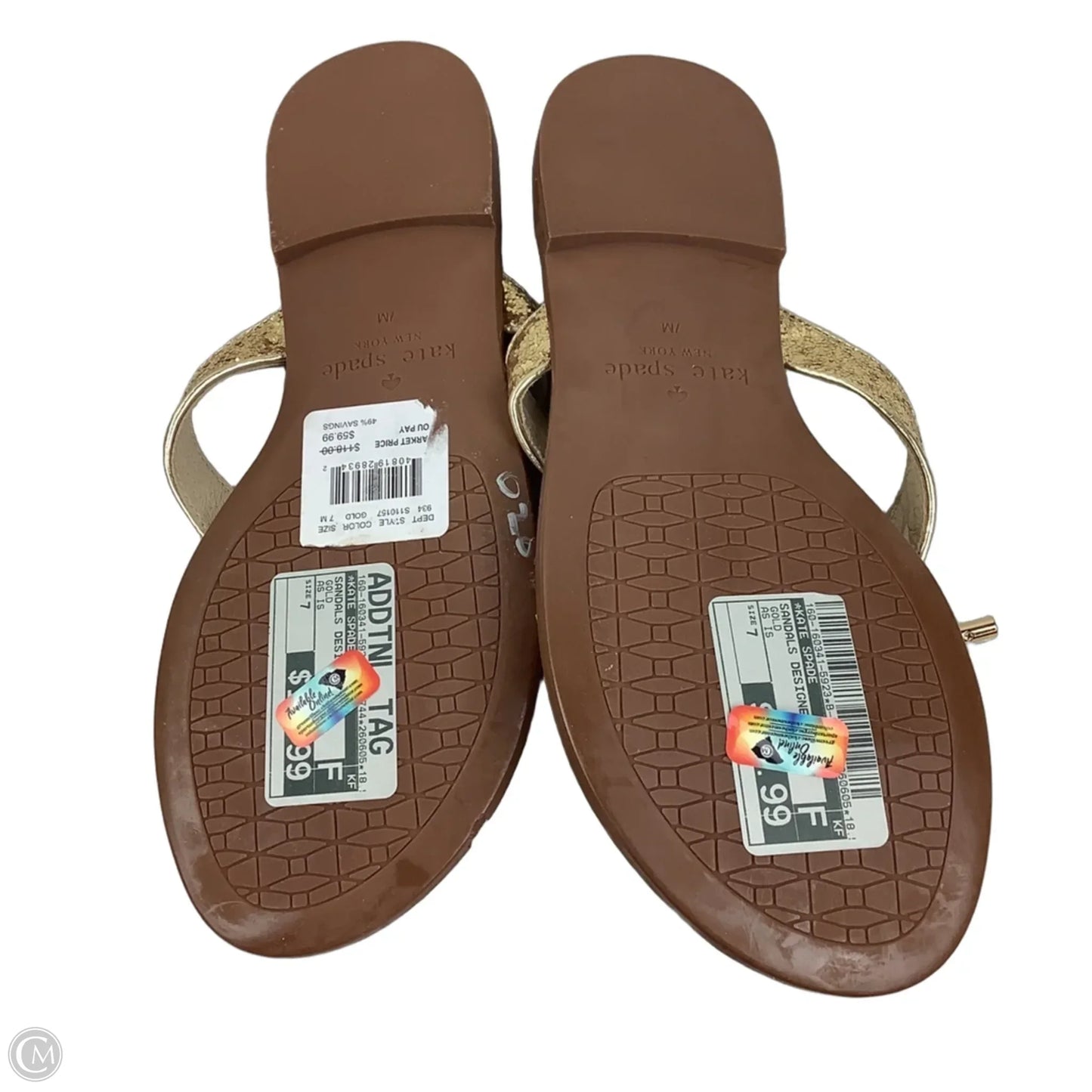 Sandals Designer By Kate Spade In Gold, Size: 7