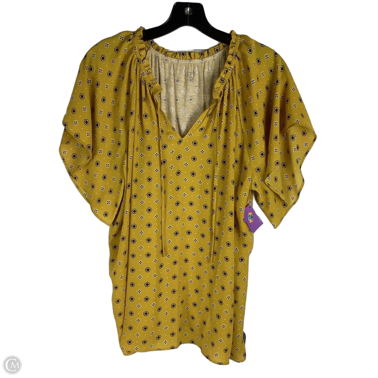Top Short Sleeve By Loft In Yellow, Size: M