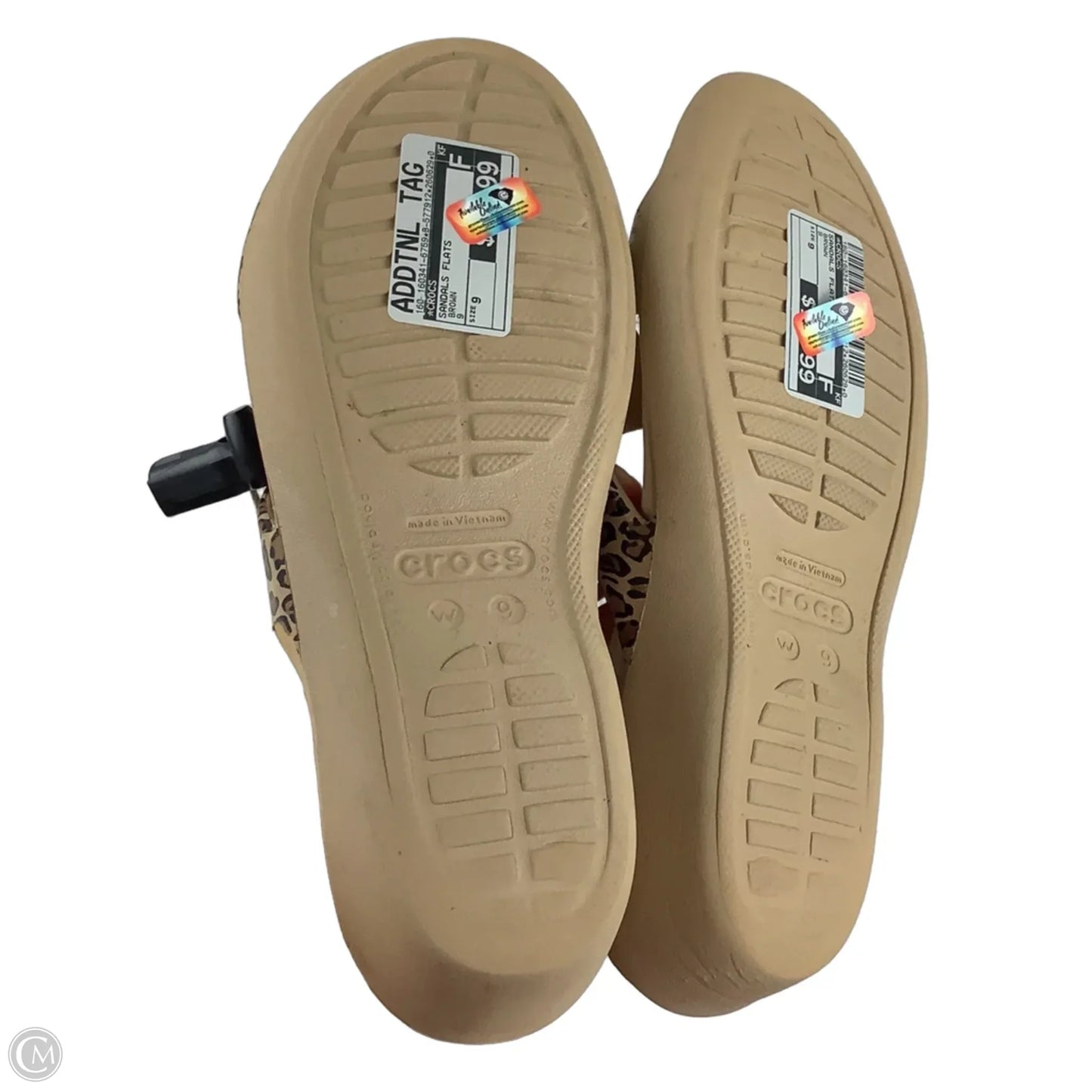 Sandals Flats By Crocs In Brown, Size: 9