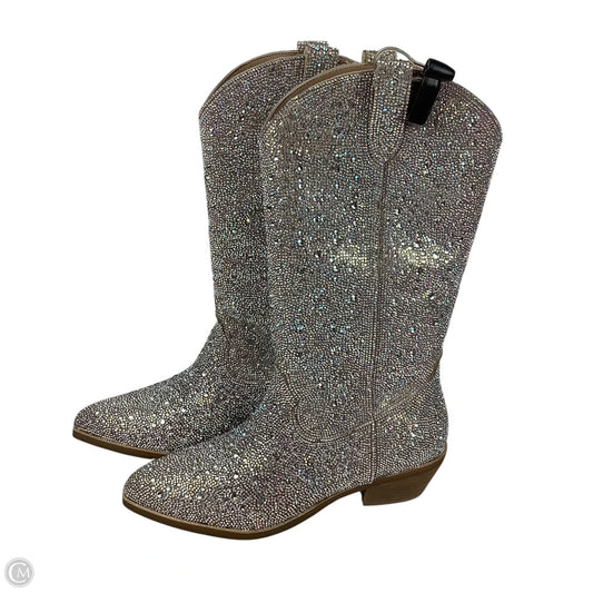 Boots Mid-calf Heels By Madden Girl In Silver, Size: 10
