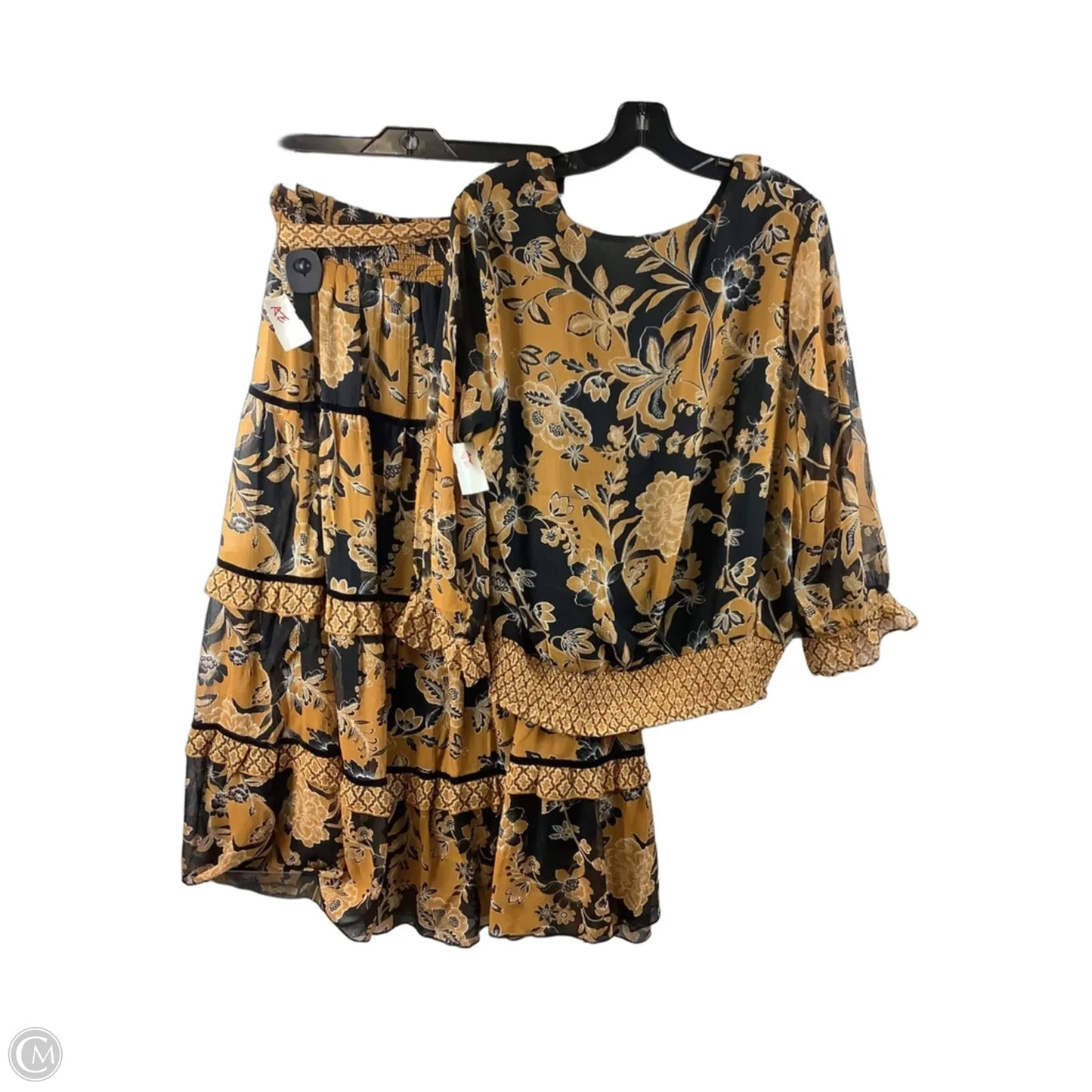 Skirt Set 2pc By Cato In Black & Yellow, Size: 18