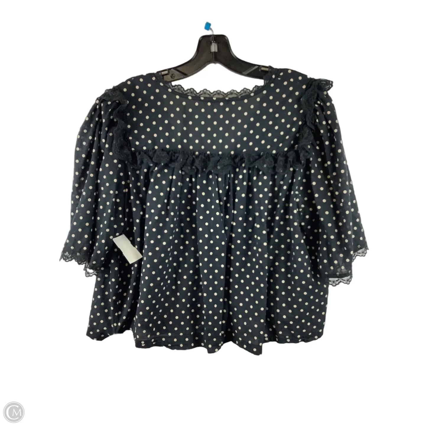 Top Short Sleeve By Vestique In Polkadot Pattern, Size: L