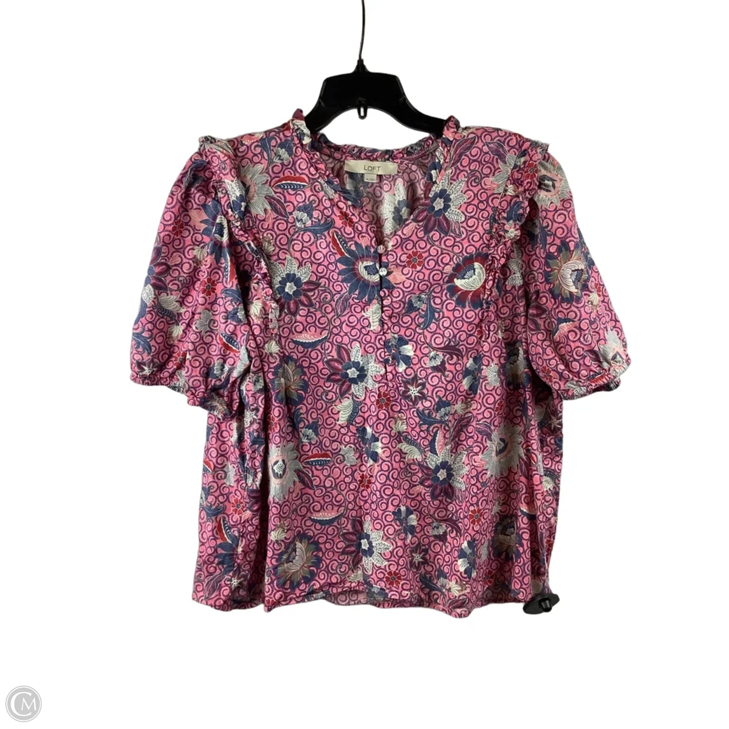 Top Short Sleeve By Loft In Pink, Size: Xl