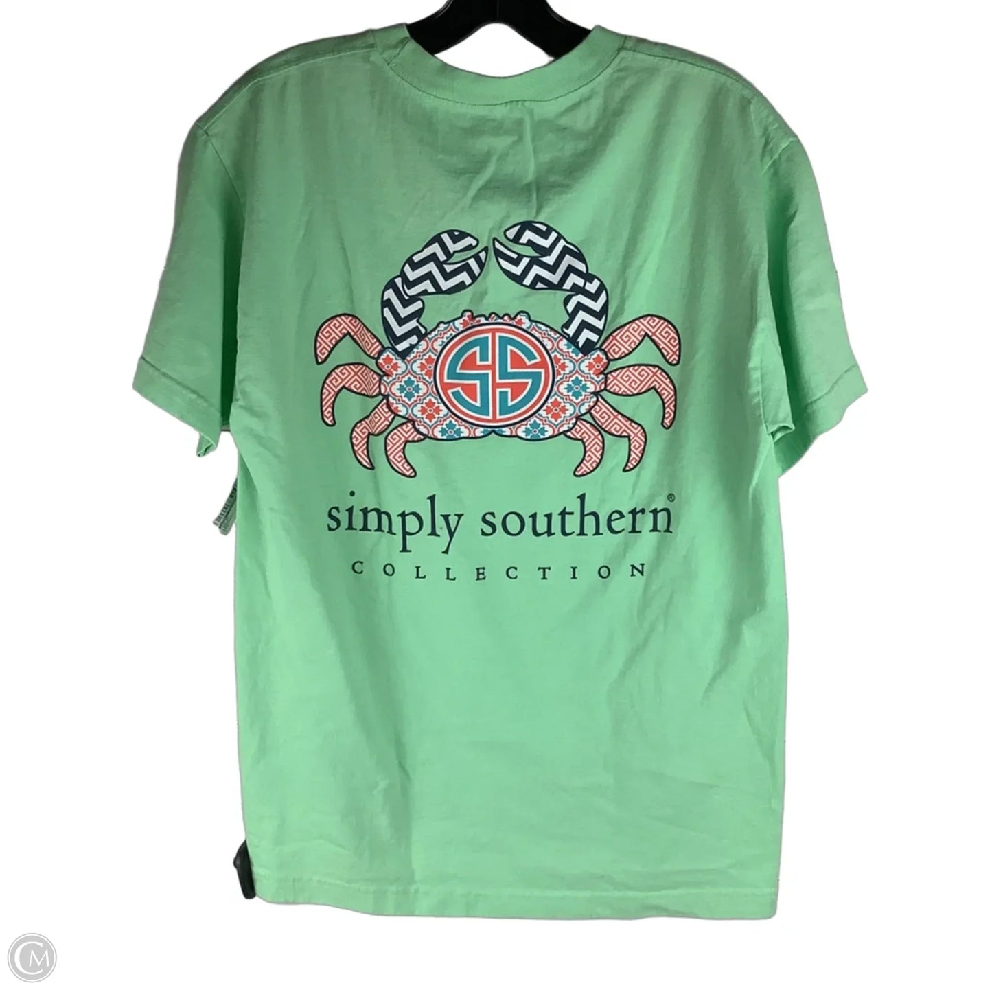 Top Short Sleeve By Simply Southern In Green, first picture is back of shirt