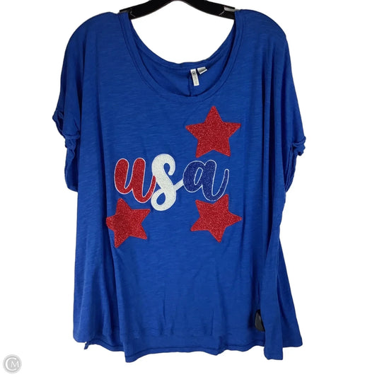 Top Short Sleeve By Cato In Blue & Red & White, Size: 26
