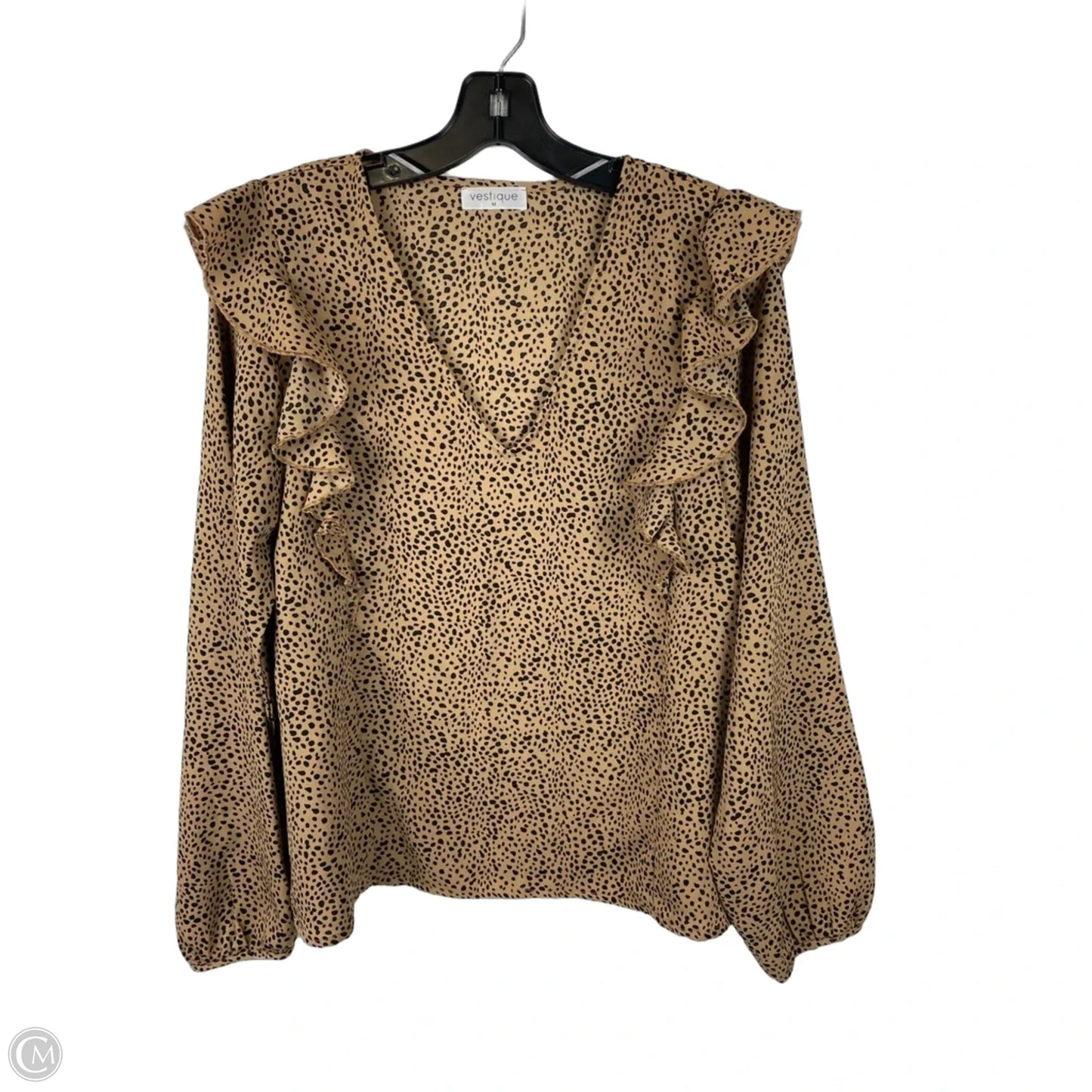 Top Long Sleeve By Vestique In Polkadot Pattern, Size: M
