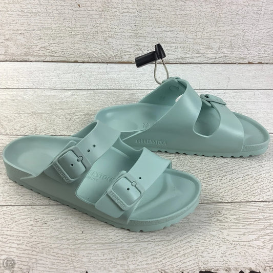 Sandals Flats By Birkenstock In Teal, Size: 5.5/36