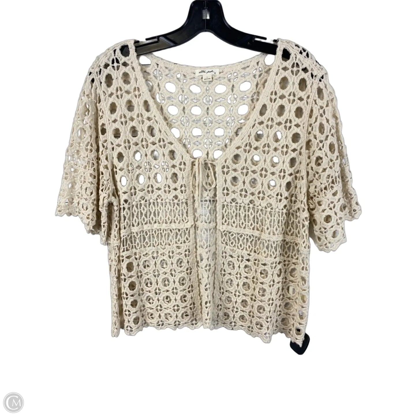 Top Short Sleeve By Ultra Pink In Cream, Size: L