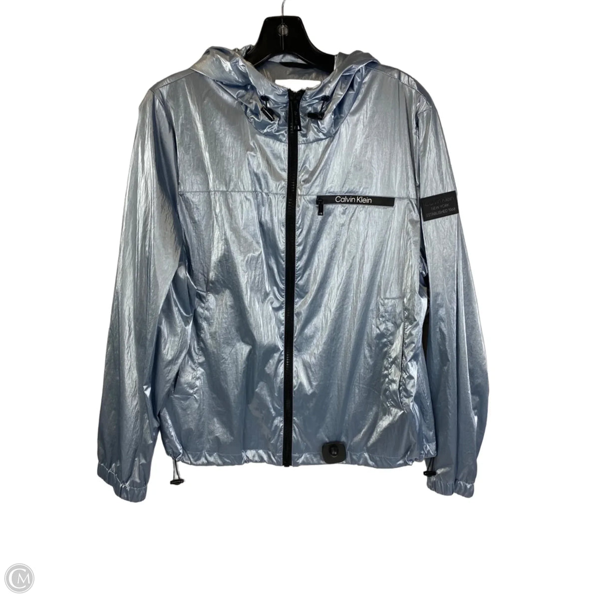 Athletic Jacket By Calvin Klein In Blue, Size: L