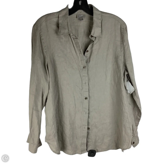Top Long Sleeve 100% linen By J. Jill In Grey, Size: S