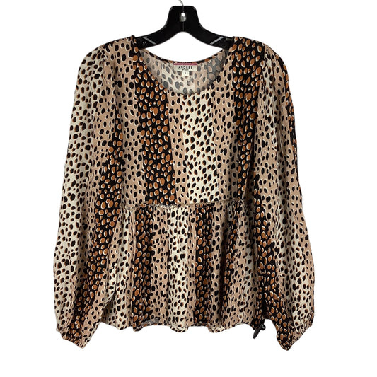 Top Long Sleeve By Andree By Unit In Animal Print, Size: L