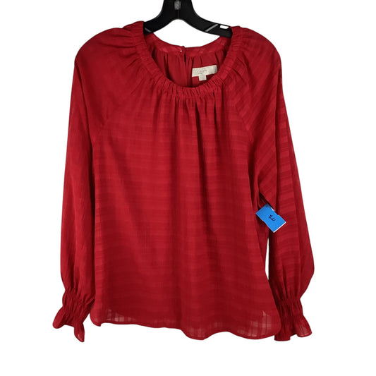 Top Long Sleeve By Loft In Red, Size: L