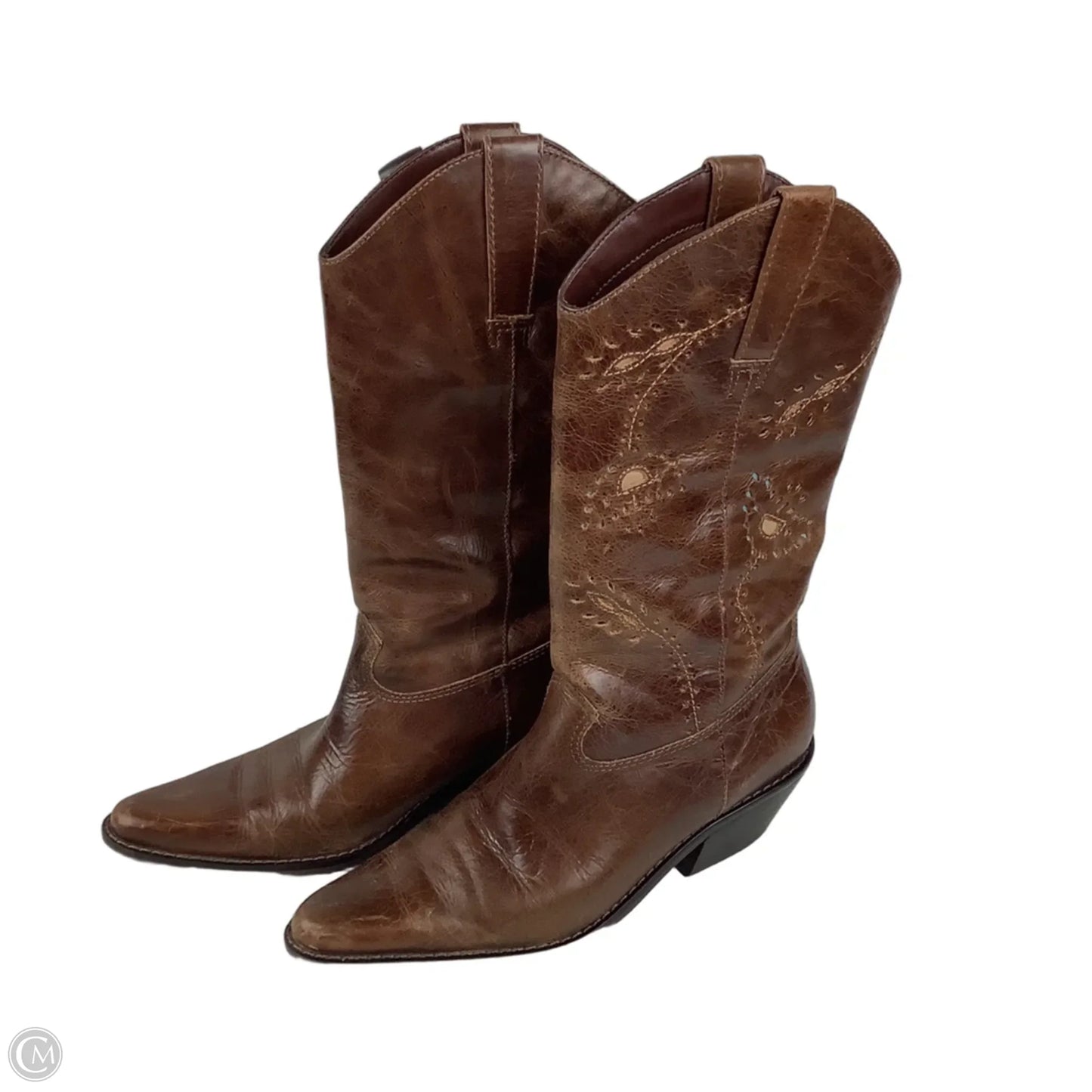 Boots Leather By Clothes Mentor In Brown, Size: 5.5