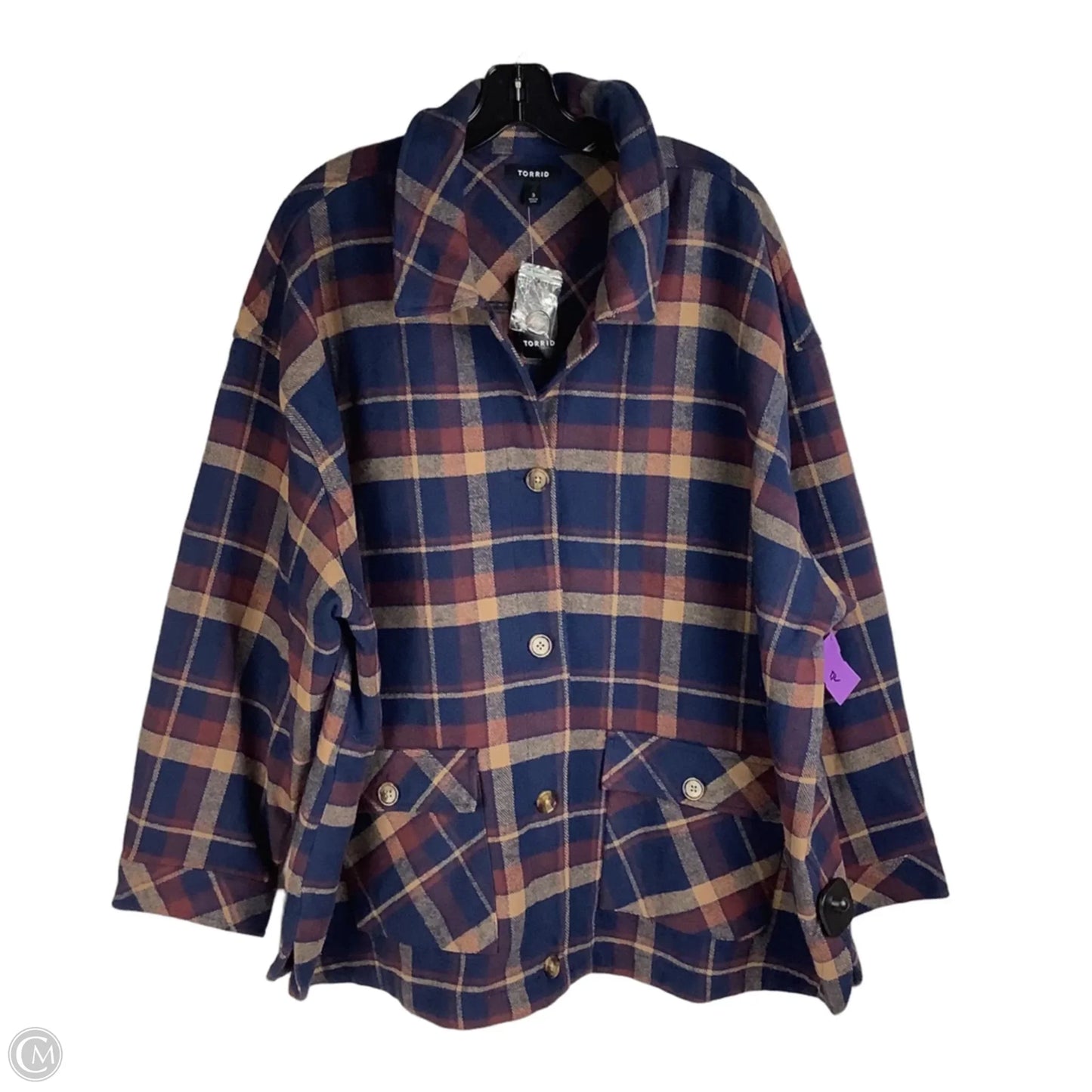 Jacket Shirt By Torrid In Plaid Pattern, Size: 3x