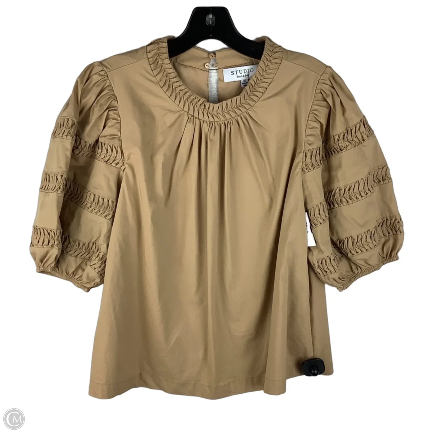Top Short Sleeve By Studio In Brown, Size: M