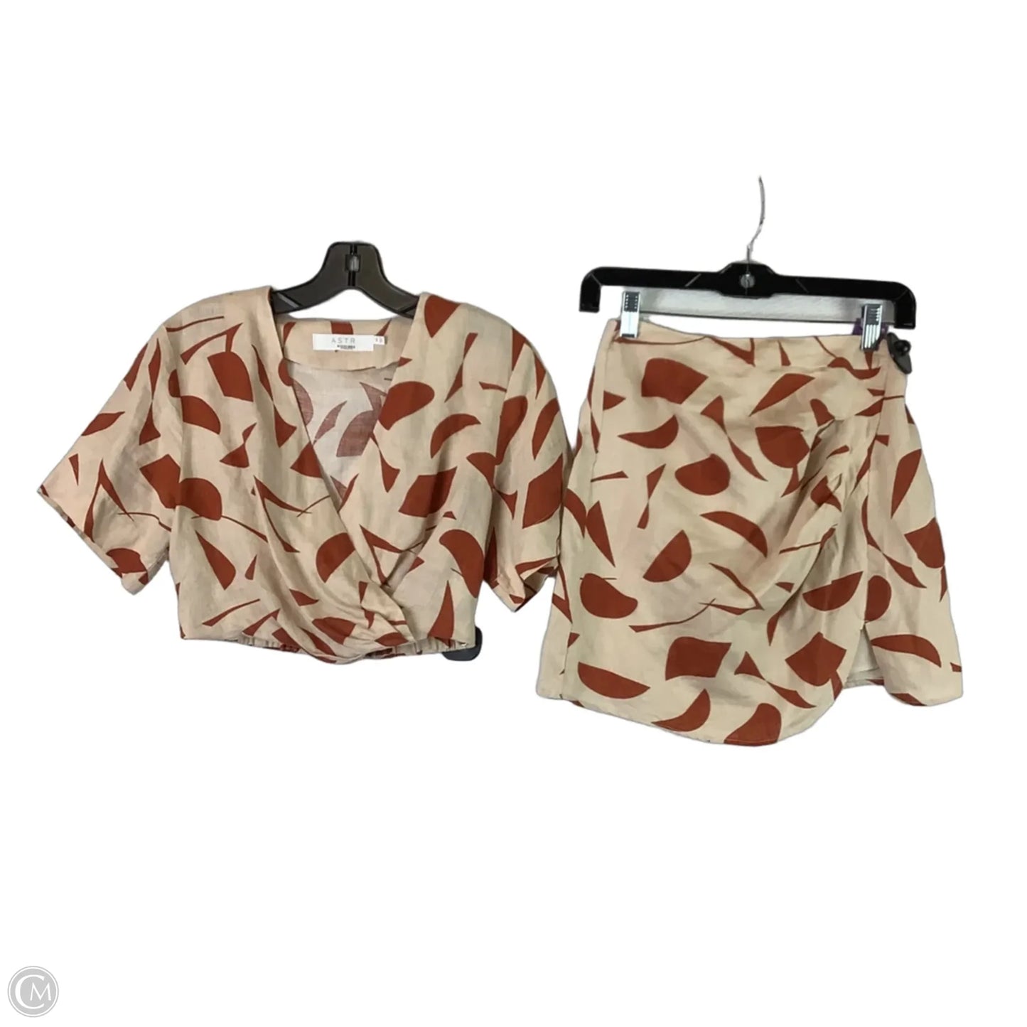 Skirt Set 2pc By Astr The Label In Brown & Cream, Size: Xs