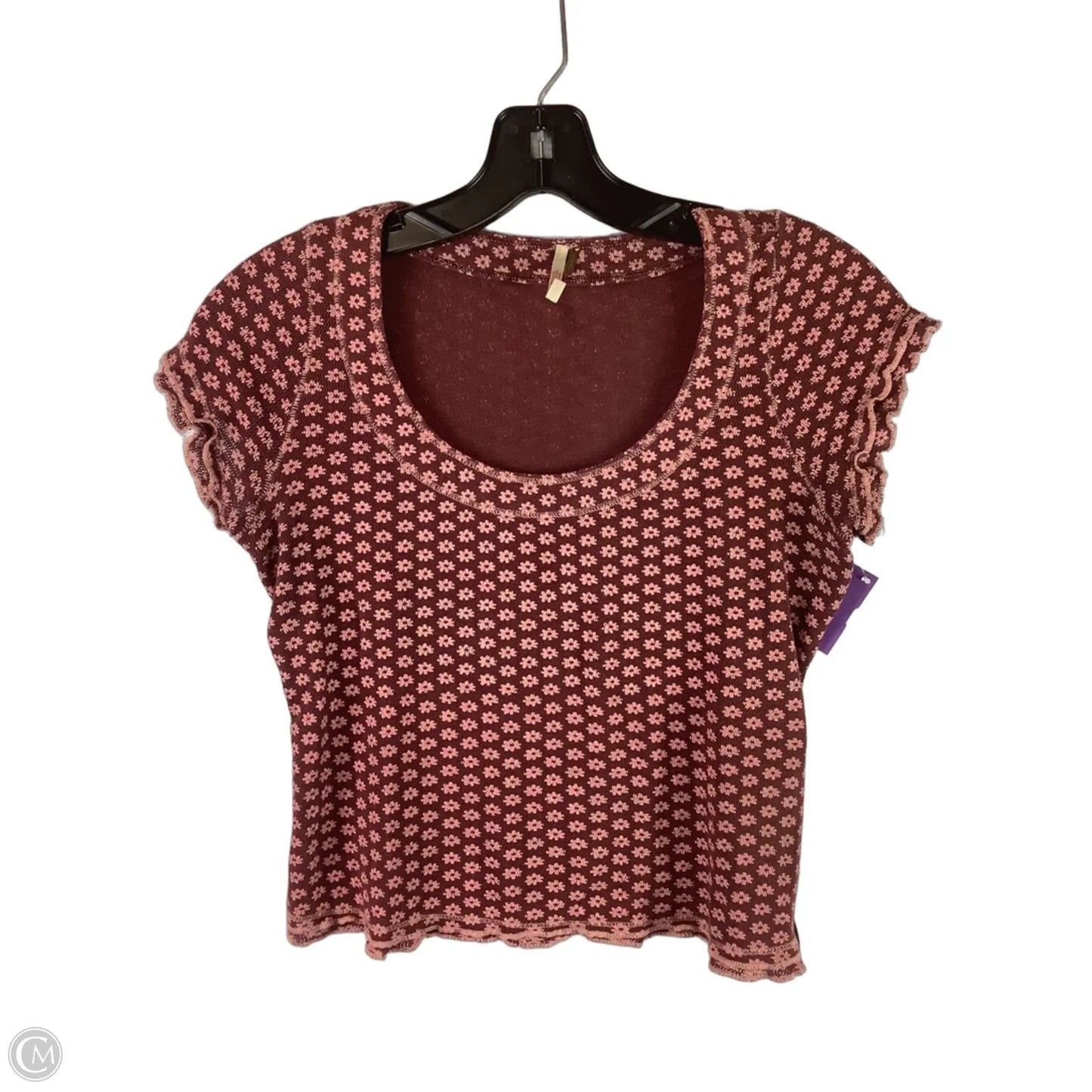 Top Short Sleeve By Free People In Floral Print, Size: S