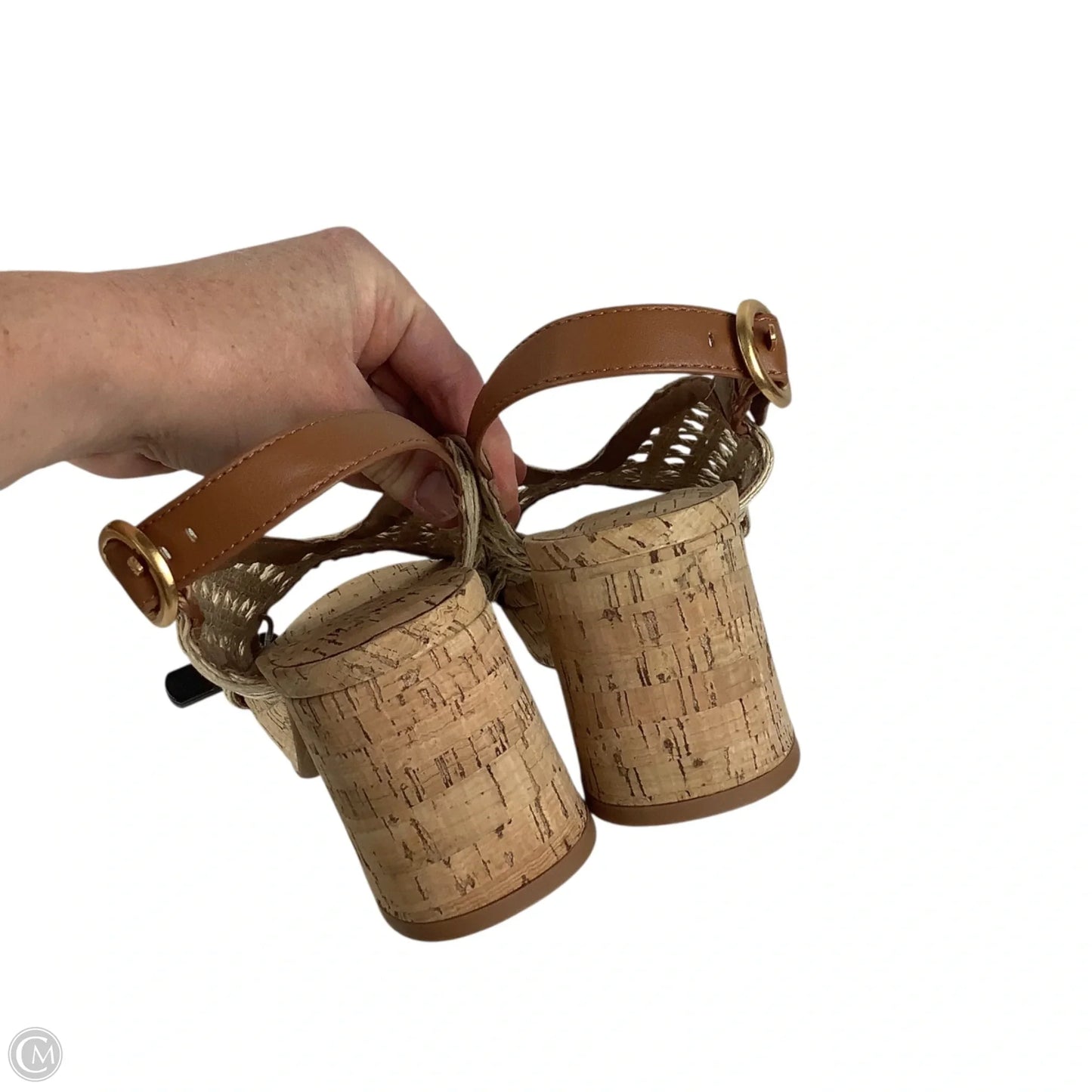 Sandals Heels Block By Aerosoles In Beige, Size: 7.5