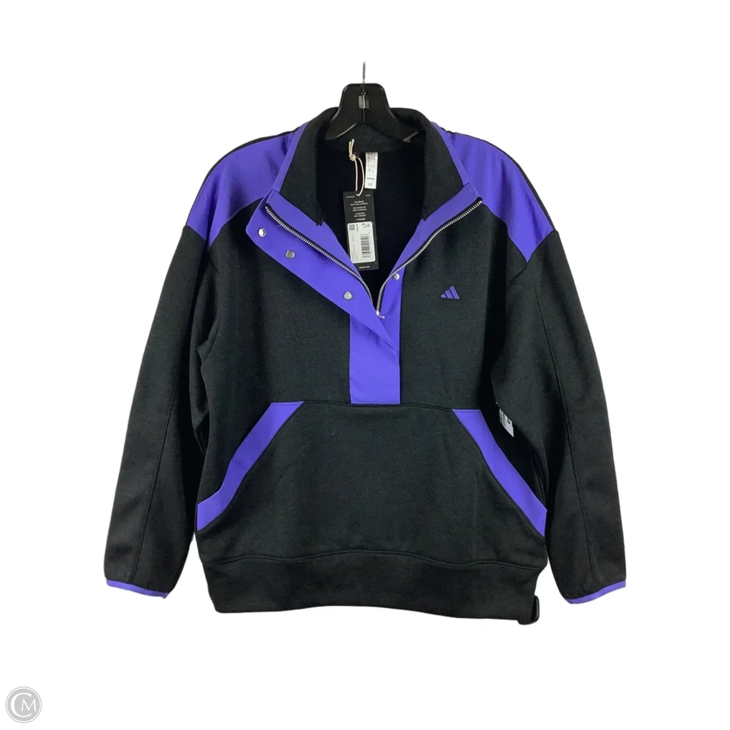 Sweatshirt Crewneck By Adidas In Grey & Purple, Size: L
