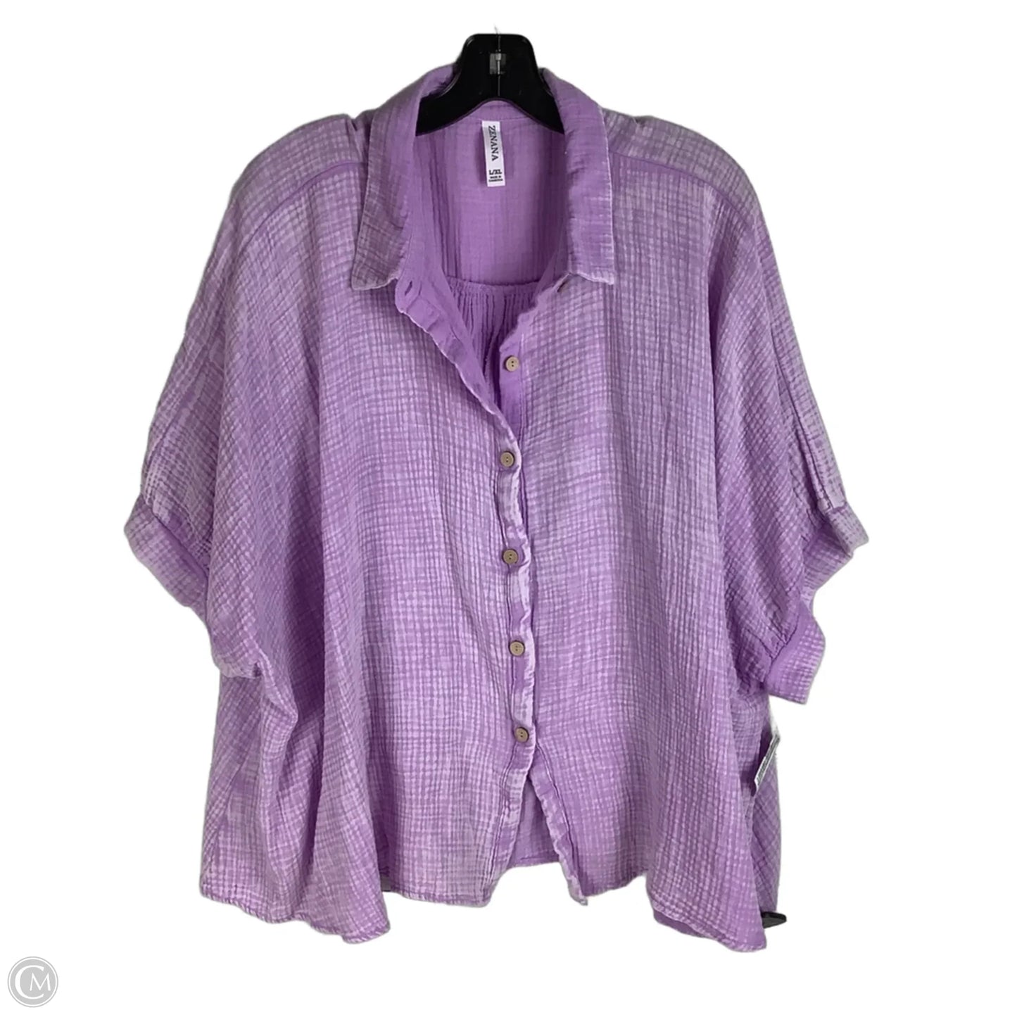 Top Short Sleeve By Zenana In Purple, Size: L/XL