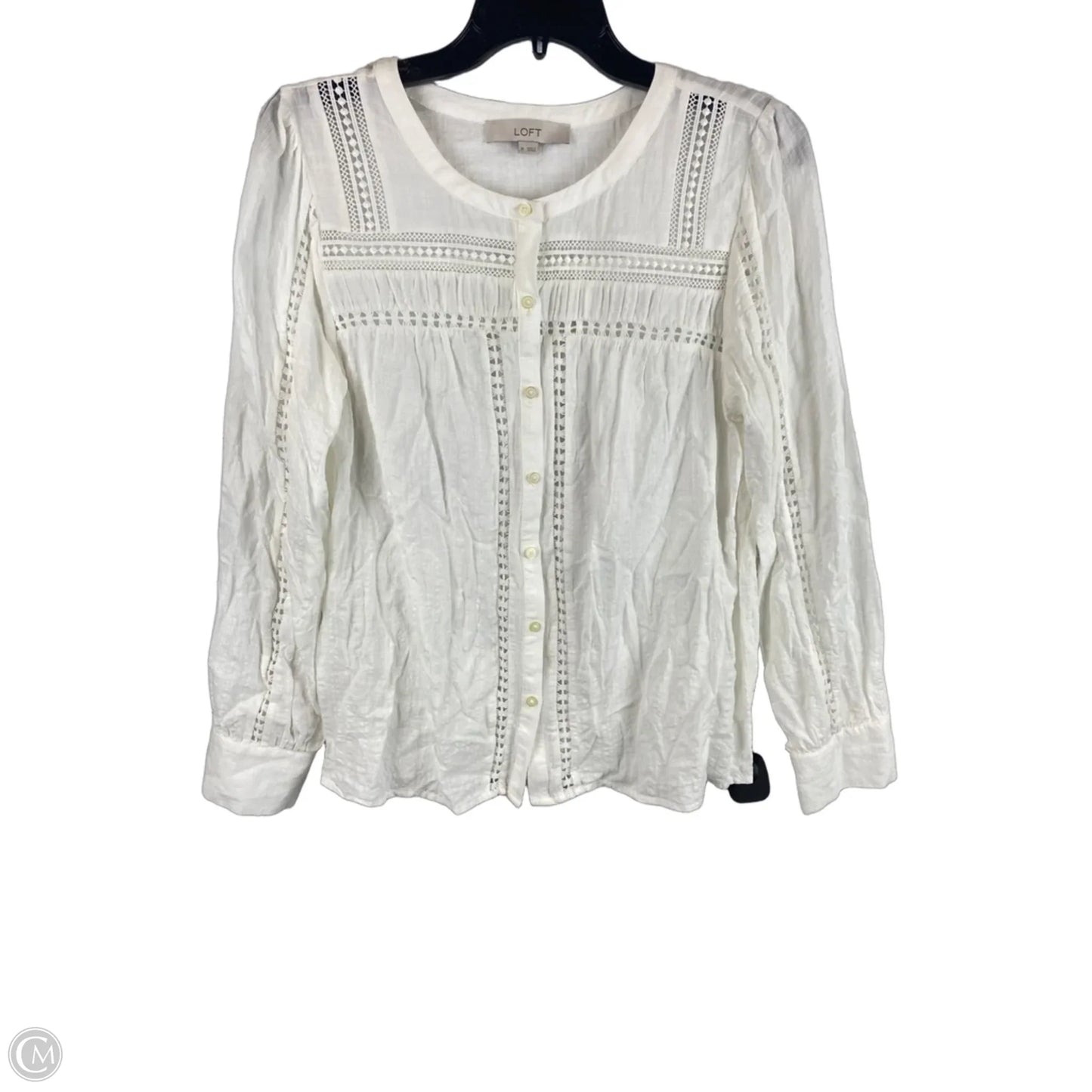 Top Long Sleeve By Loft In White, Size: M