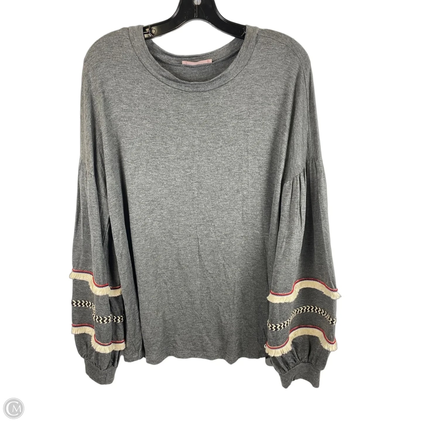 Top Long Sleeve By Ces Femme In Grey, Size: Xl