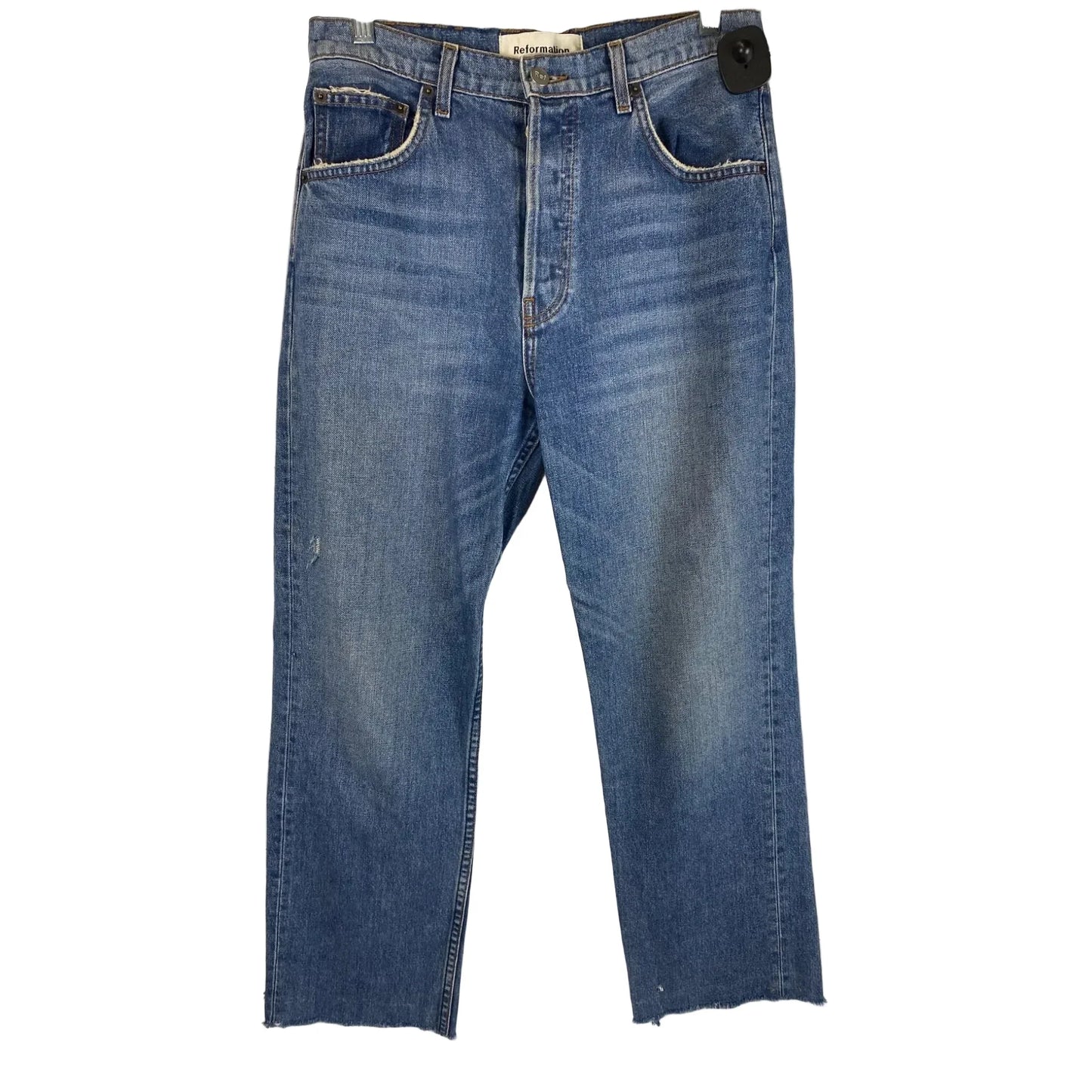Jeans Cropped By Reformation In Blue Denim, Size: 6