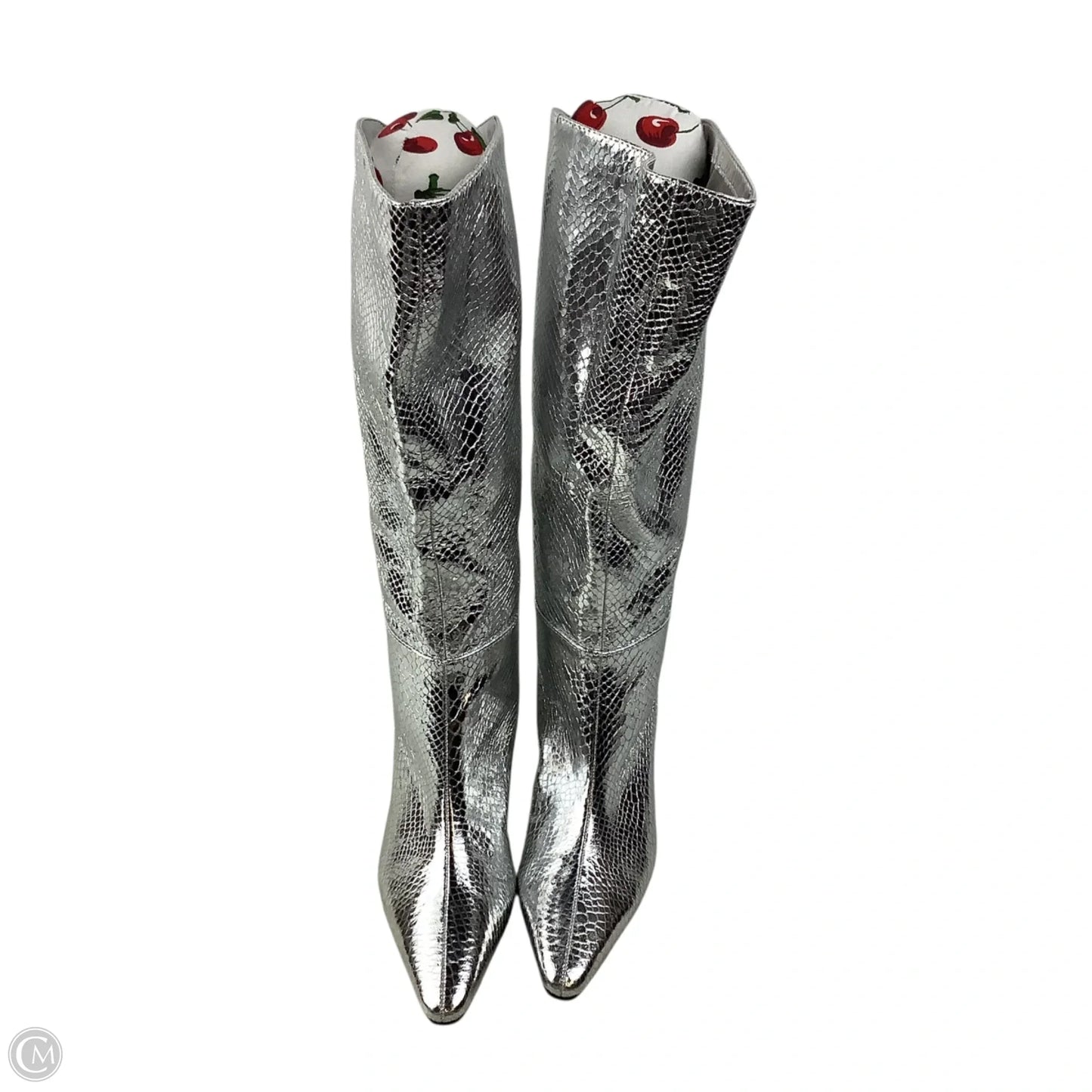 Boots Knee Heels By Steve Madden In Silver, Size: 8