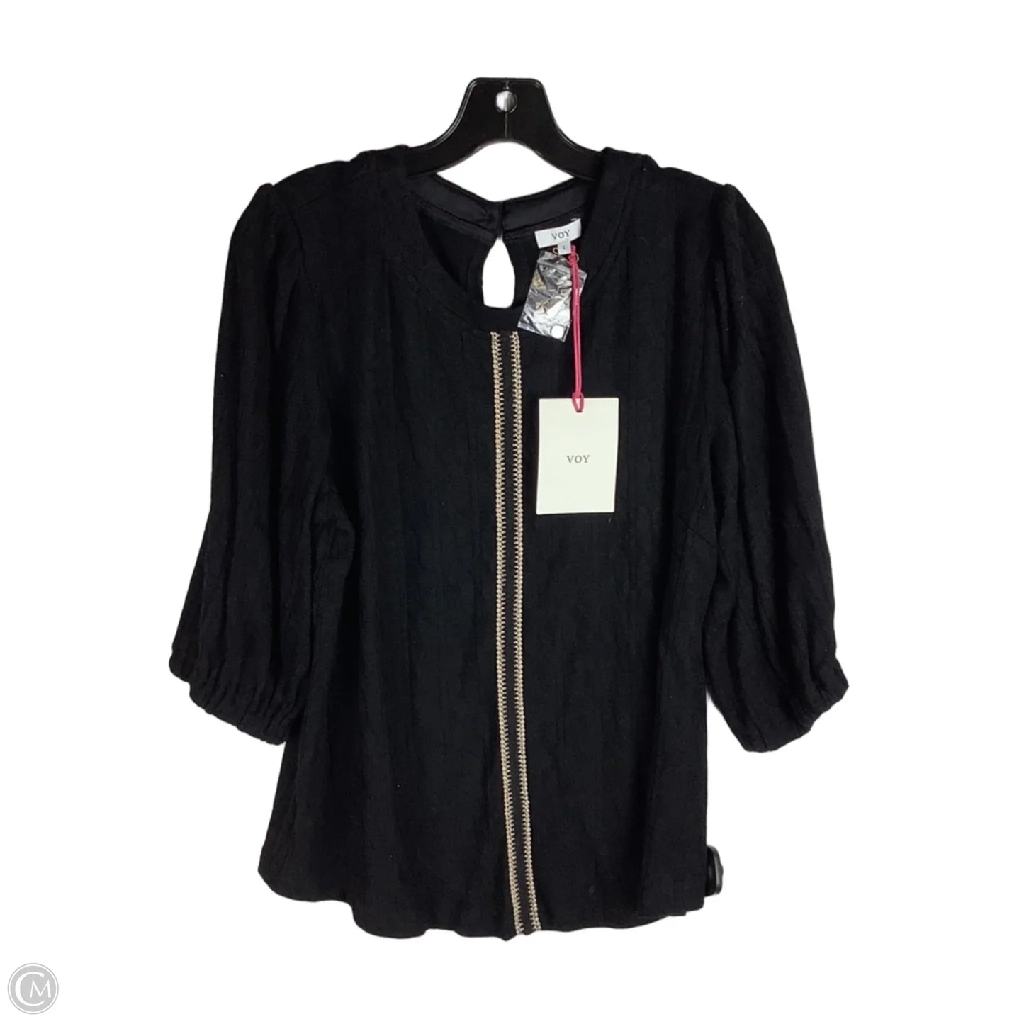 Top 3/4 Sleeve By Voy In Black, Size: L