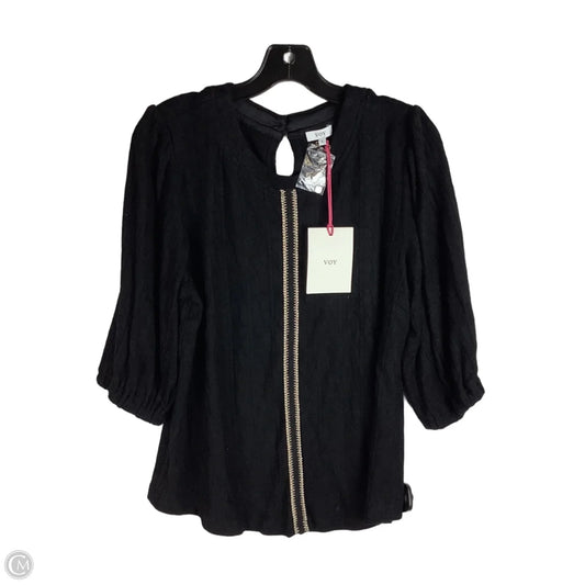Top 3/4 Sleeve By Voy In Black, Size: L