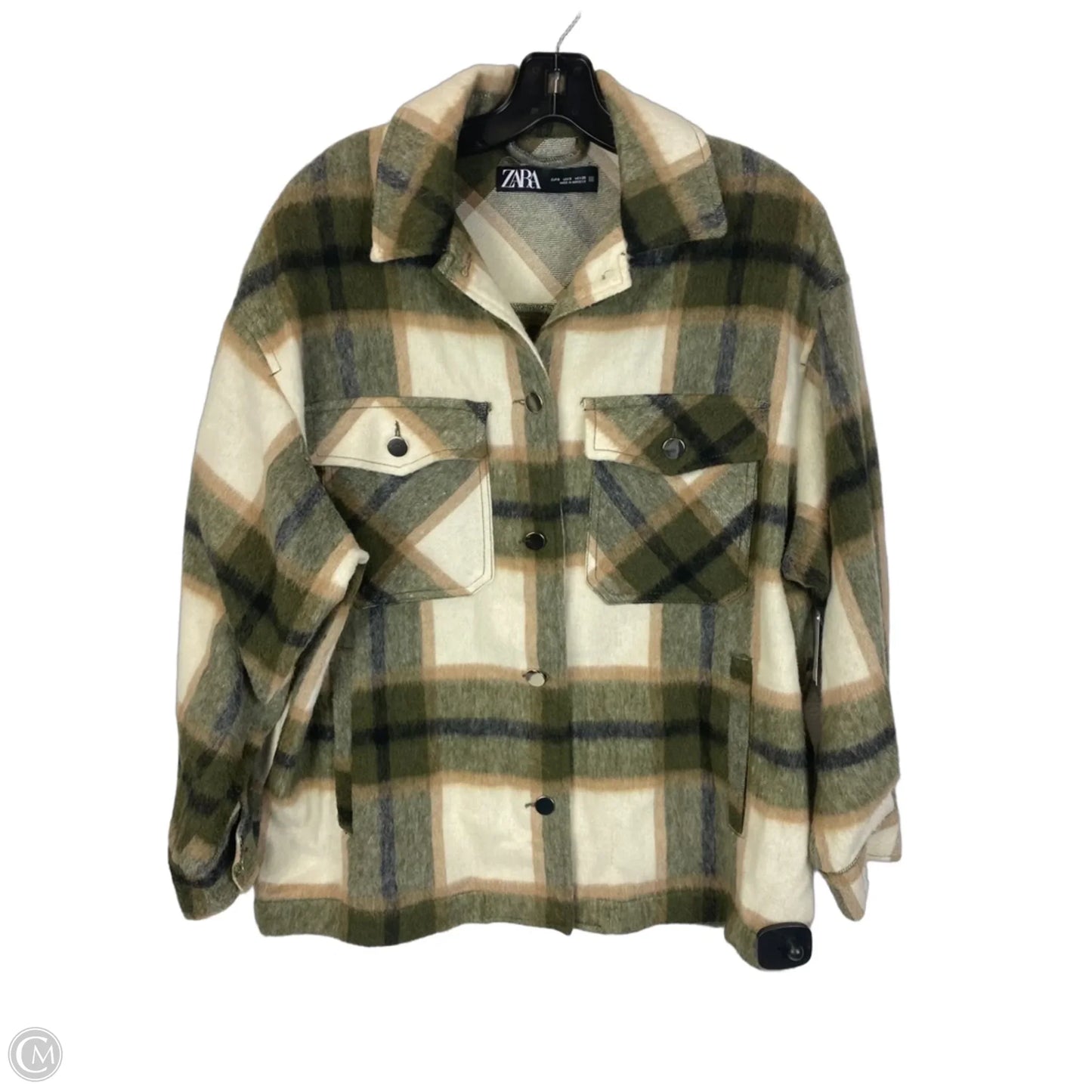 Jacket Shirt By Zara In Green, Size: S